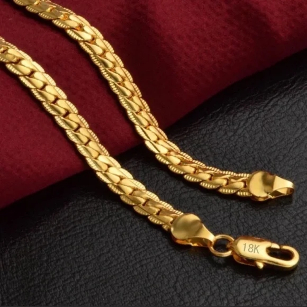 “20”, INCHES SNAKE 18K GOLD NECKLACE - Picture 1 of 3